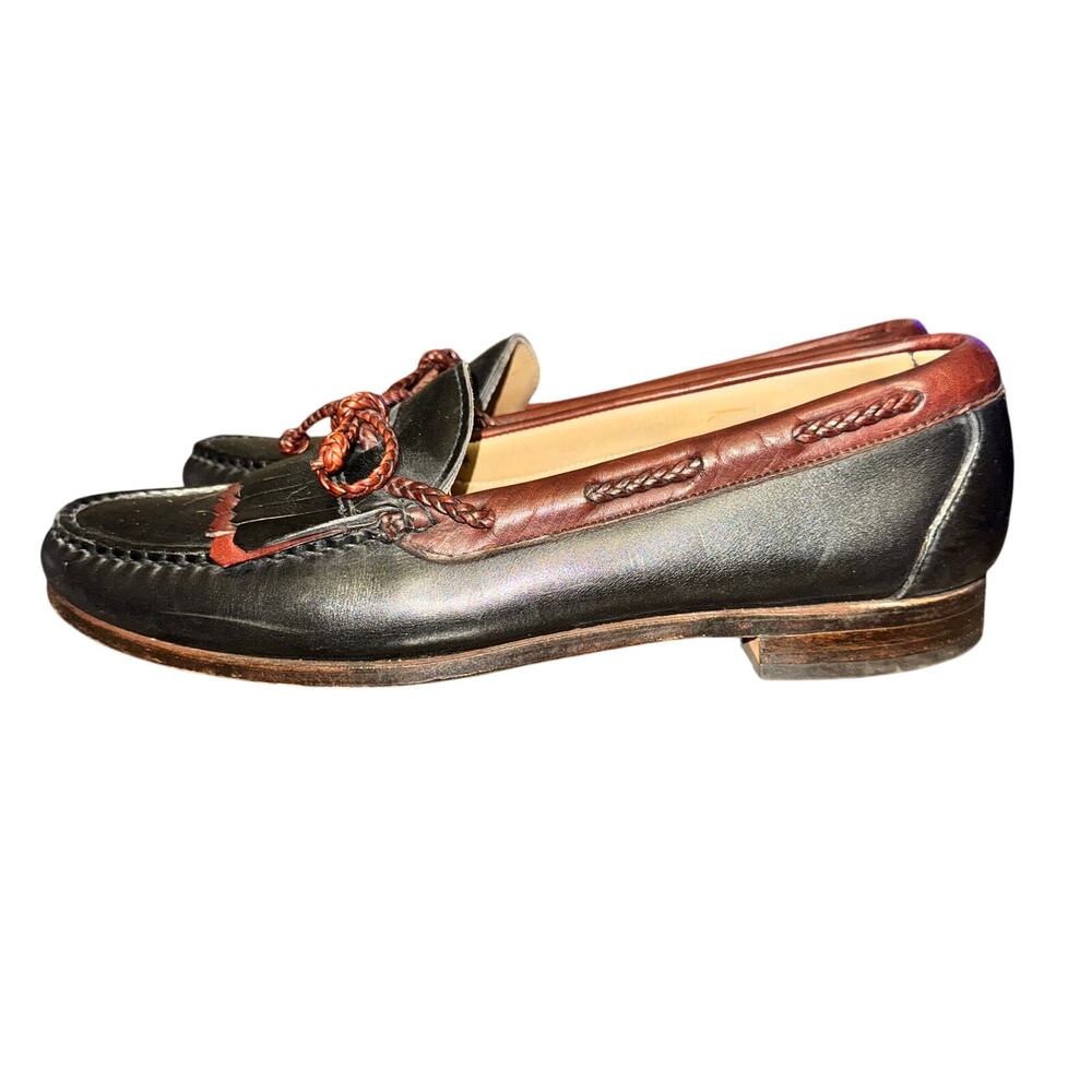 Allen Edmonds Woodstock Loafers Men's Size 9.5 B Black Brown Leather Kiltie Shoe